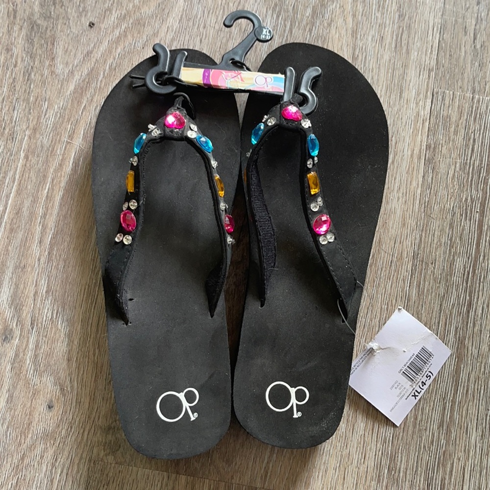 Girls OP Bejeweled Flip Flops Size XL